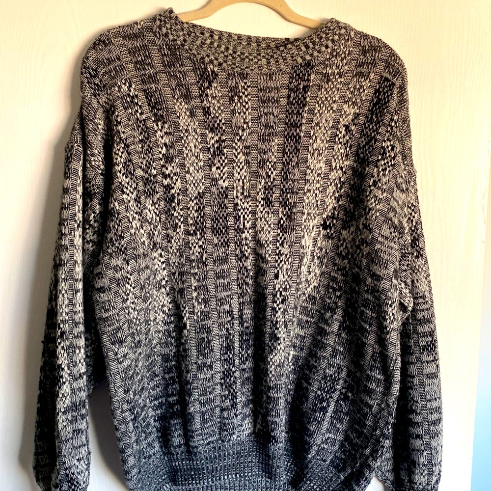 Kennington Wool Pullover Sweater, XL black & white patterned